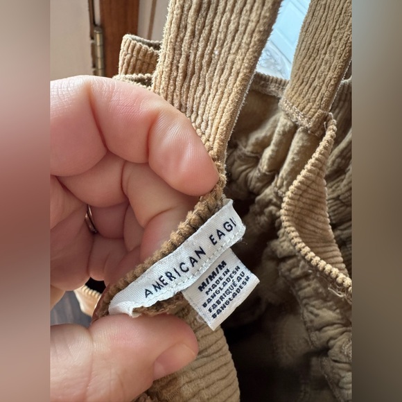 American Eagle Carmel Corduroy Suspender Style Overalls medium - Picture 3 of 3